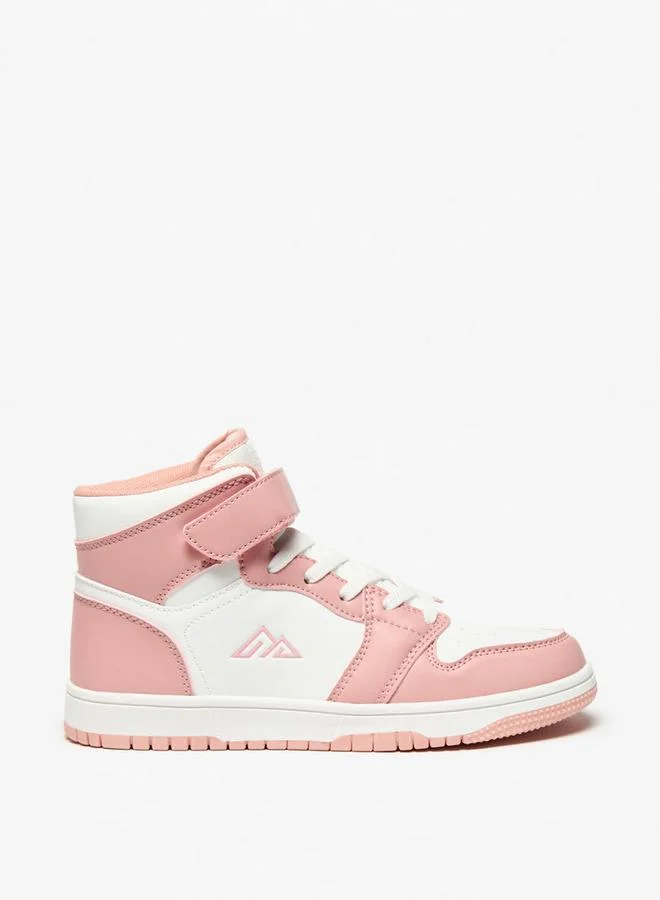 Oaklan By Shoexpress PINK Panelled High Top School Sneakers With Hook And Loop Closure for Women | Best Price UAE