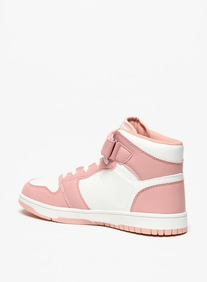 Oaklan By Shoexpress PINK Panelled High Top School Sneakers With Hook And Loop Closure for Women | Best Price UAE