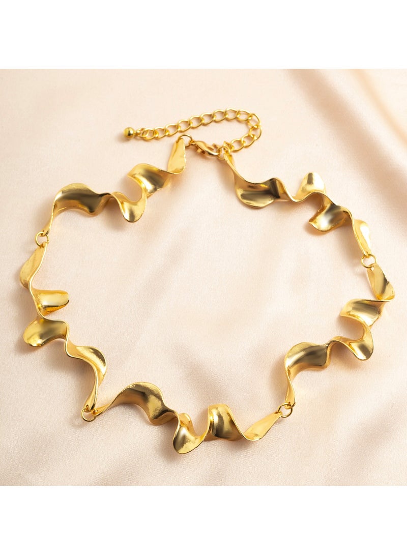 Irregular twisted wave Metal stitching necklace - Image 5