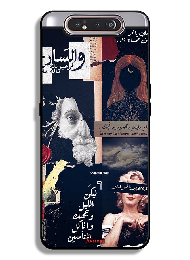 Tolwak Samsung Galaxy A80 Protective Case Cover Arabic Quotes And Cut Faces - Image 1