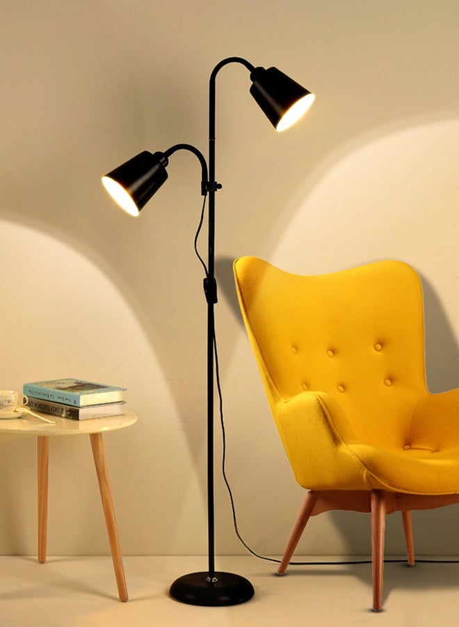 أبيكس مصباح أرضي LED بمصابيح إضاءة مزدوجة، مصباح أرضي عمودي بضوء قراءة قابل للتعديل، مصباح قائم لغرفة المعيشة وغرفة النوم والمكتب، - Image 1