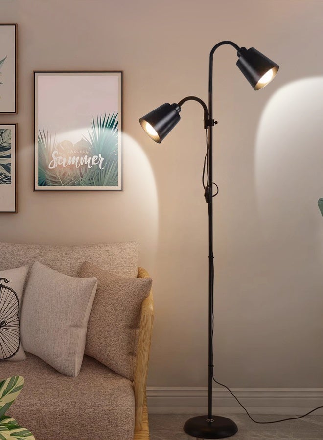 أبيكس مصباح أرضي LED بمصابيح إضاءة مزدوجة، مصباح أرضي عمودي بضوء قراءة قابل للتعديل، مصباح قائم لغرفة المعيشة وغرفة النوم والمكتب، - Image 2