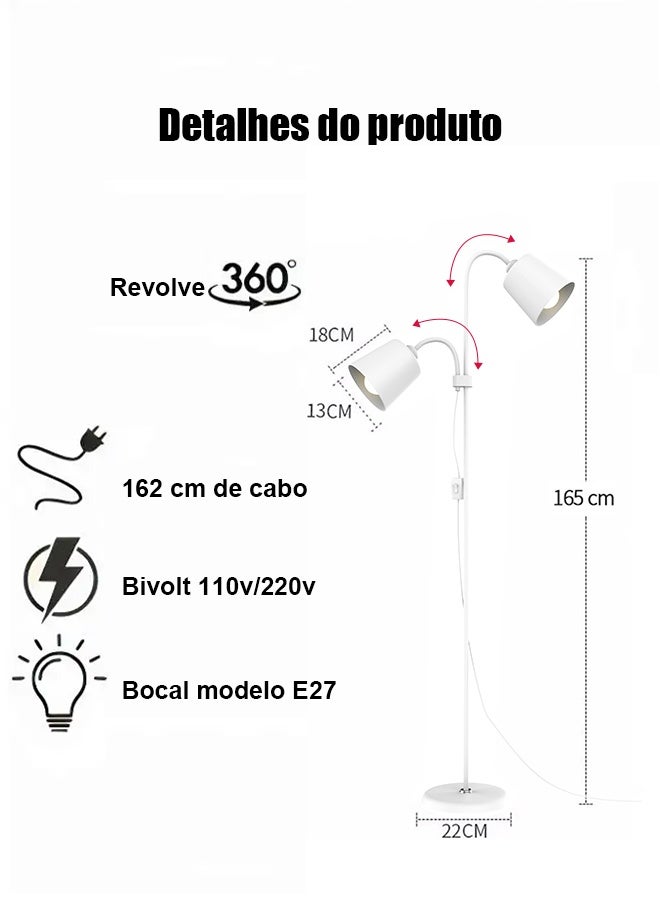 أبيكس مصباح أرضي LED بمصابيح إضاءة مزدوجة، مصباح أرضي عمودي بضوء قراءة قابل للتعديل، مصباح قائم لغرفة المعيشة وغرفة النوم والمكتب، - Image 5