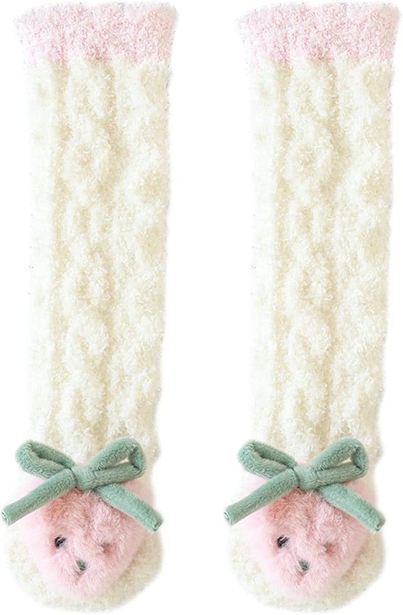 comfrt 3D Baby Winter Fluffy Fuzzy Slipper Socks - Cute Animal Socks for Baby - Soft and Cozy Winter Baby Stockings Slipper - Image 1