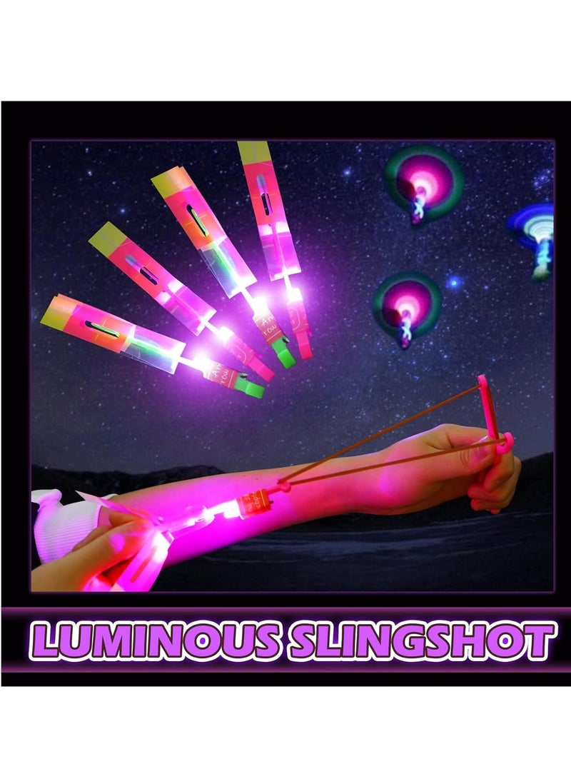 8PCS LED Helicopter Catapult Flying Toys | Party Return Gifts for Kids | Outdoor Camping Party Favors | Fun Slingshot Rocket Helicopter Toy for Boys & Girls - Image 3