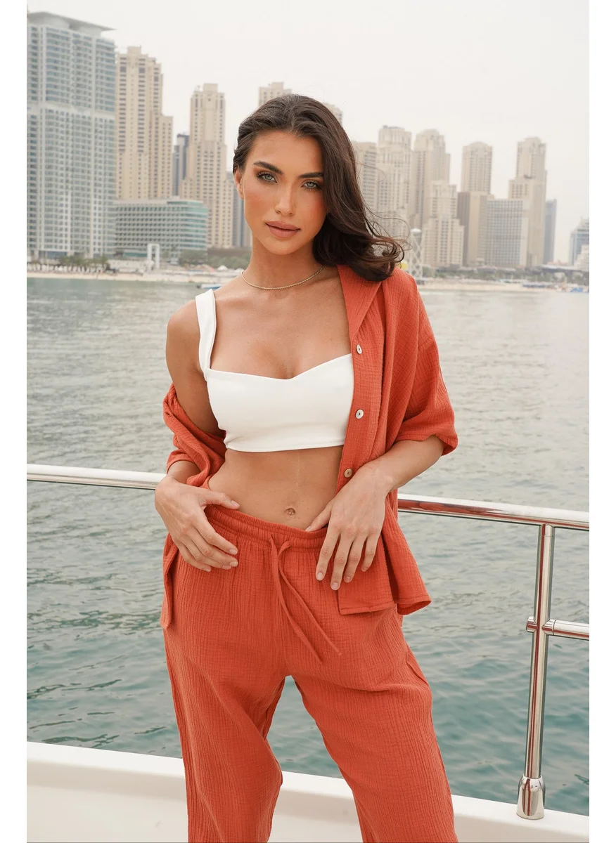 نوماد Crinkle Cotton Straight Leg Pant
