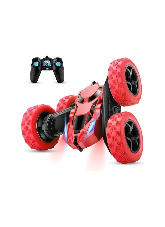 S2C S2C Remote Control Car, RC Cars Stunt Car Toy, 4WD 2.4Ghz Double Sided 360° Rotating RC Car with Headlights, Kids Xmas Toy Cars for Boys/Girls (Red)  - Image 1