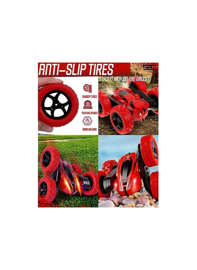 S2C S2C Remote Control Car, RC Cars Stunt Car Toy, 4WD 2.4Ghz Double Sided 360° Rotating RC Car with Headlights, Kids Xmas Toy Cars for Boys/Girls (Red)  - Image 5