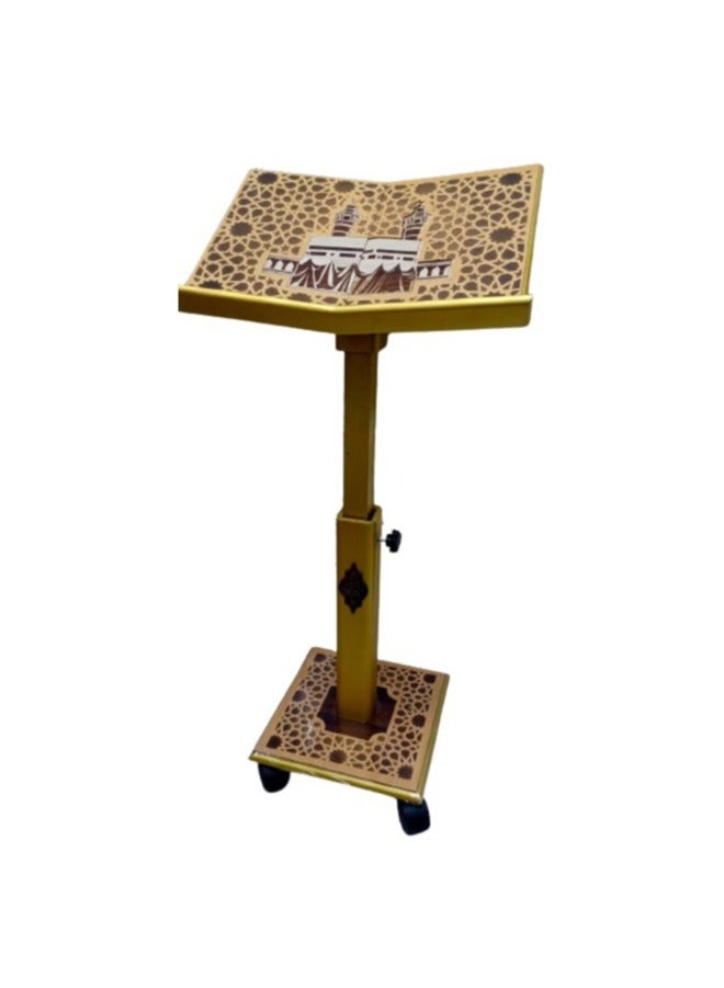 ريبنيو حامل المصف الشريف صناعة تركية يدوية بجودة عالية ومتينة مع شكل جميل وانيق مناسب ببمساجد وغرف الاستضافة (ذهبي) - Image 1