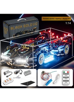 Cyberpunk Lamborgan Green Cow Building Blocks Black Samurai V12 Remote Control Car Boy Assembled Toy Car-Color:Container Version Black Gold V12+dynamic+lighting+display Box