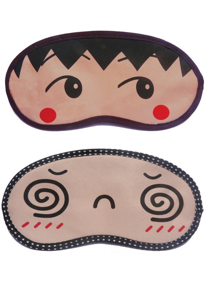 Jenna Red Dot Spiral Cartoon Face Sleeping Eye Mask (Pack Of 2) - Image 1