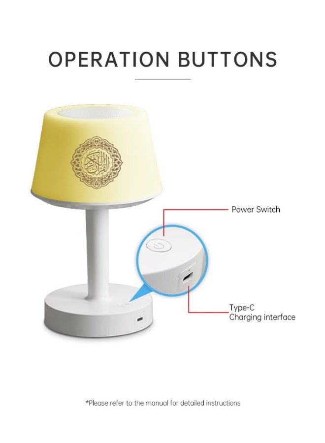 Equantu Desk Lamp Qur'an Speaker-Bluetooth, 7 Colors LED Touch Table Lamp 8GB, With 16 Reciters Plus 16 Translations - Image 5