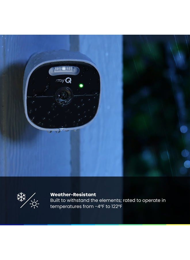 Chamberlain myQ Outdoor Battery Camera | 2K Camera, Color Night Vision, Spotlight, Motion Alerts, Live View with Two-Way Talk, Wireless, Weather-Resistant, Outdoor, White - Image 5