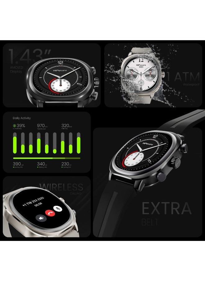 HiFuture - HiFuture AIX Lite Dual Core Smartwatch with Extra Belt, 1.43" AMOLED Display, Gorilla Glass, Wireless Calling, 10 Days Battery, Sports Modes, Syntra AI Health Monitoring, 1 ATM Waterproof - Image 1