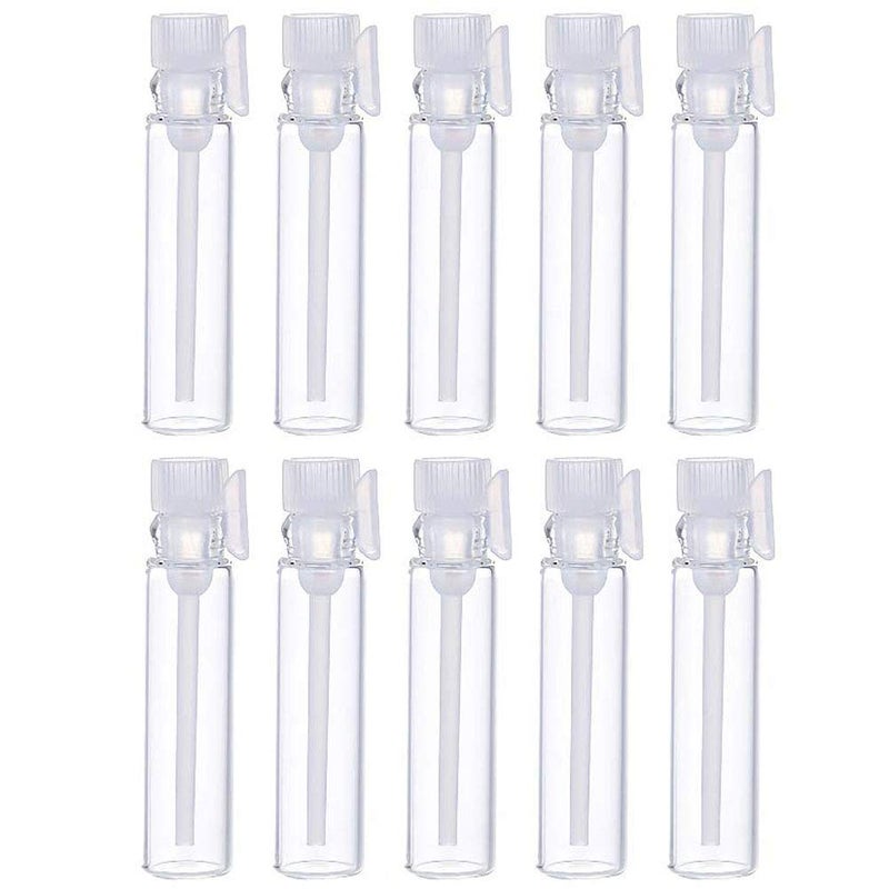 Teensery 100 Pcs Empty Perfume Sample Bottles Mini Glass Refillable Sample Vial Containers with Clear Cap for Aromatherapy, Essential Oil, Fragrance and Liquid (1ml) - Image 1