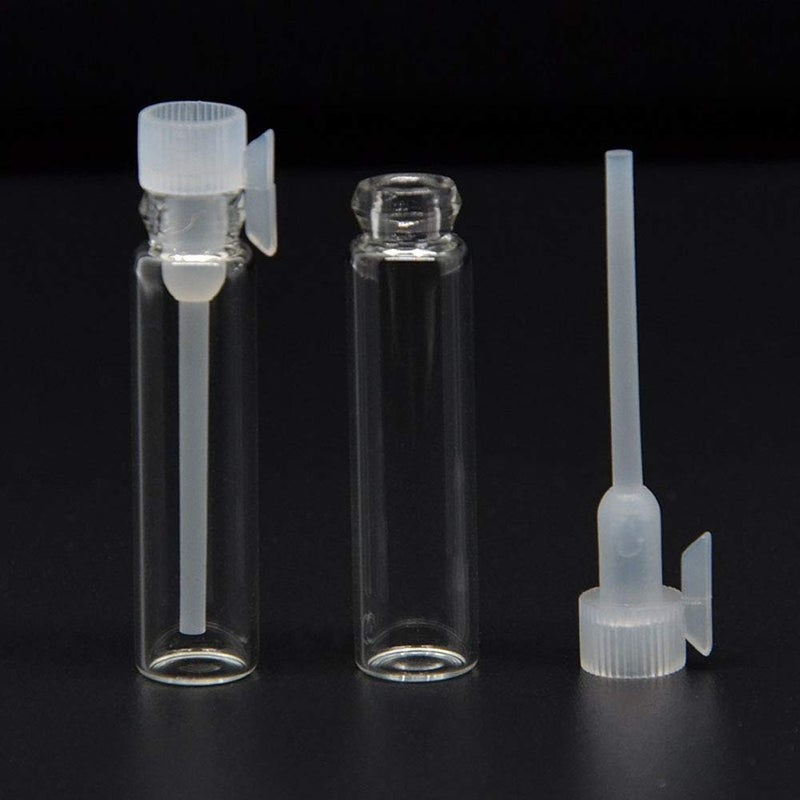 Teensery 100 Pcs Empty Perfume Sample Bottles Mini Glass Refillable Sample Vial Containers with Clear Cap for Aromatherapy, Essential Oil, Fragrance and Liquid (1ml) - Image 4