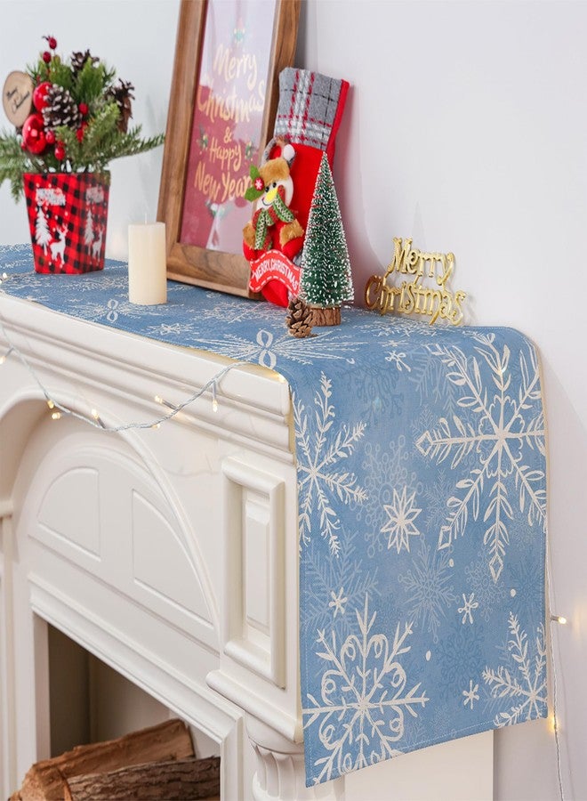 Siilues Christmas Table Runner, Blue Christmas Decorations Snowflake Christmas Runner for Table Seasonal Winter Decor Holiday Home Party Dining Table Decorations 13x72 Inch - Image 3