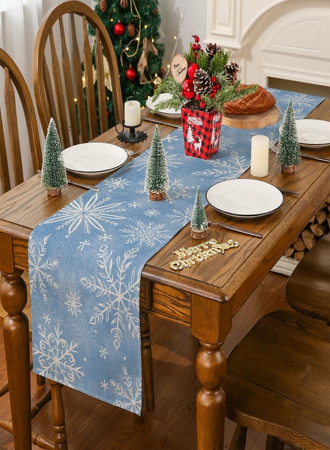 Siilues Christmas Table Runner, Blue Christmas Decorations Snowflake Christmas Runner for Table Seasonal Winter Decor Holiday Home Party Dining Table Decorations 13x72 Inch - Image 4