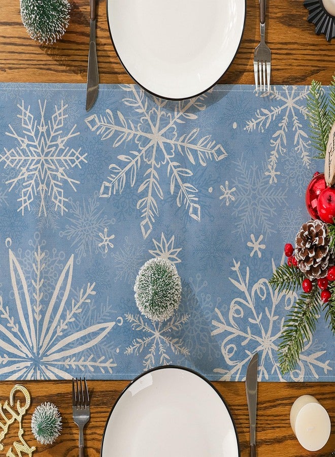 Siilues Christmas Table Runner, Blue Christmas Decorations Snowflake Christmas Runner for Table Seasonal Winter Decor Holiday Home Party Dining Table Decorations 13x72 Inch - Image 5