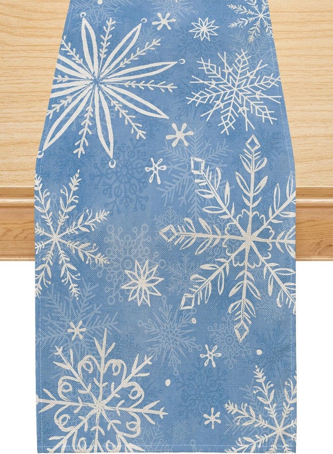 Siilues Christmas Table Runner, Blue Christmas Decorations Snowflake Christmas Runner for Table Seasonal Winter Decor Holiday Home Party Dining Table Decorations 13x72 Inch - Image 1