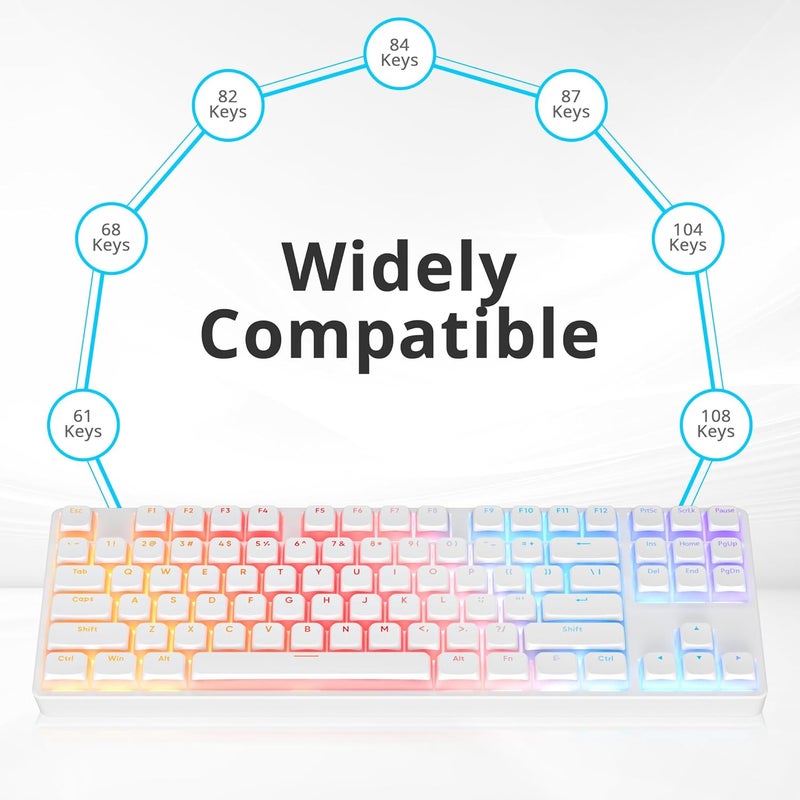 surmen 117-Key Pudding Keycaps，PBT Double Shot Keycaps XDA Profile Anti-Grease for MX Switches Mechanical Keyboard(White) - Image 2
