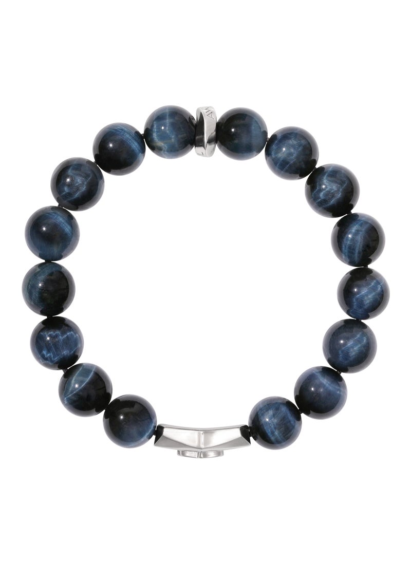 AWNL - Beaded Bracelet with Hawk Eye Stones and 925 Sterling Silver Gift for Men Husband - Image 1