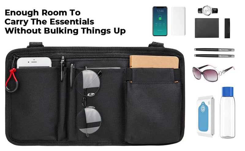 JOYTUTUS Walker Side Bag Wheelchair Armrest Storage Pouch with Cup Holder Wheelchair Accessories for Seniors Walker Bag Cup Holder for Walker Rollator Electric Scooter or Wheelchair Black - Image 3