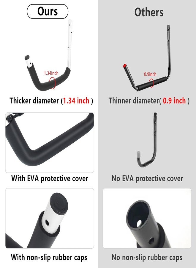DEDU Kayak Storage Rack, Kayak Wall Mount Hangers 4 Pack, Paddle Board Holder Wall Mount Kayak Storage Hooks 15 Inch with Lashing Straps for Hanging Canoe Surfboard Snowboard Ladders Bikes (White) - Image 3