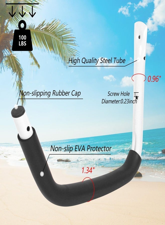 DEDU Kayak Storage Rack, Kayak Wall Mount Hangers 4 Pack, Paddle Board Holder Wall Mount Kayak Storage Hooks 15 Inch with Lashing Straps for Hanging Canoe Surfboard Snowboard Ladders Bikes (White) - Image 4