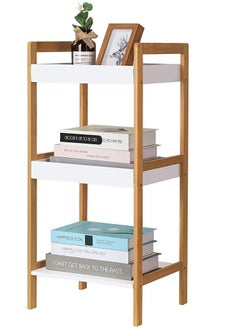 LINGWEI LINGWEI Bathroom Shelf Bamboo Flowers Plants Stand Wooden Bookcase Multifunctional Storage Organizer Shelving Unit For Office Living Room Kitchen (3-Floor)  - Image 1