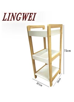 LINGWEI LINGWEI Bathroom Shelf Bamboo Flowers Plants Stand Wooden Bookcase Multifunctional Storage Organizer Shelving Unit For Office Living Room Kitchen (3-Floor)  - Image 4