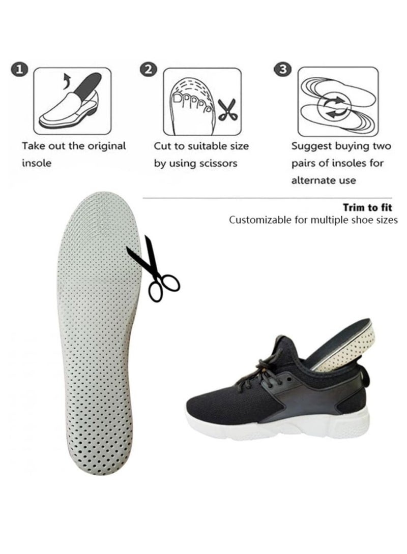 1 Pair Height Increase Insole Memory Foam Shoe Inserts Unisex Invisible Height Increase Insoles Full Length Height Increasing Inserts Heel Lifting Insert Shoe Pads Elevator for Men Women 4.3 CM