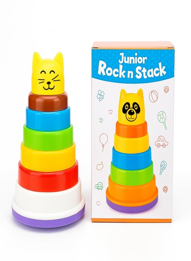 TOY FUN Plastic Rock N Stack Stacking Rings Toy for Kids, Multicolour - 5 Rings - Image 1