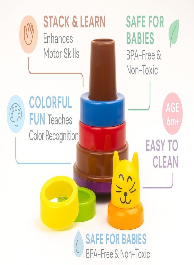 TOY FUN Plastic Rock N Stack Stacking Rings Toy for Kids, Multicolour - 5 Rings - Image 5
