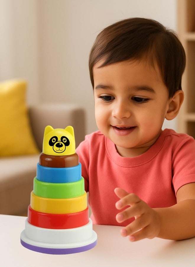 TOY FUN Plastic Rock N Stack Stacking Rings Toy for Kids, Multicolour - 5 Rings - Image 4