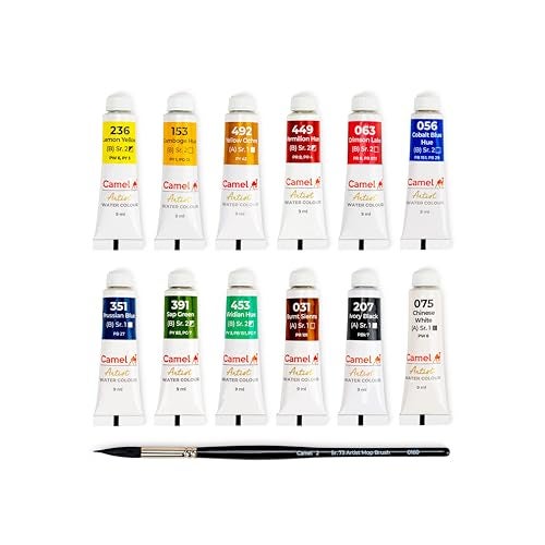 Camel Artist Watercolor Tube - 12 Shades (9ML Each) | Vibrant Pigments for Rich Colors | Quick-Drying & Easy Blending | Perfect for Portraits, Landscapes & Florals - Image 2