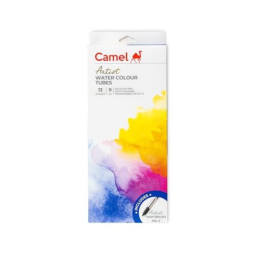 Camel Artist Watercolor Tube - 12 Shades (9ML Each) | Vibrant Pigments for Rich Colors | Quick-Drying & Easy Blending | Perfect for Portraits, Landscapes & Florals - Image 1