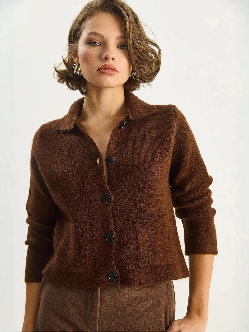 Bianco Lucci LUCCI Knit Cardigan with Pockets