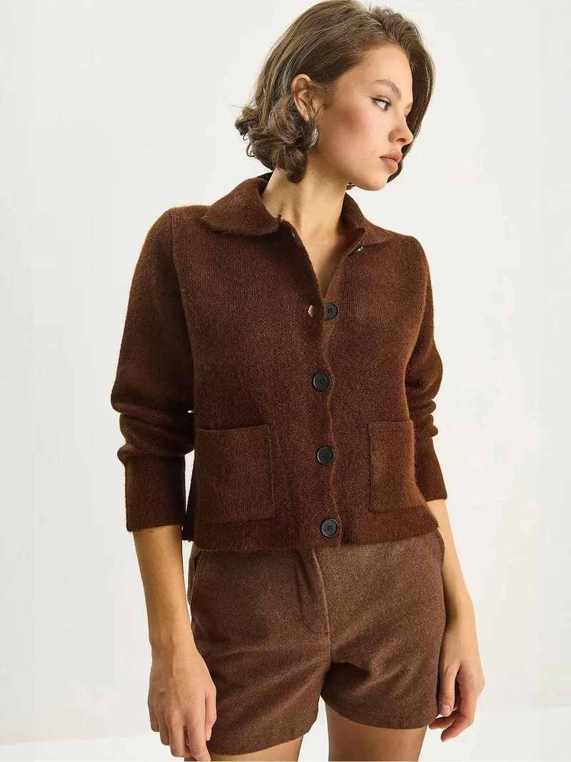 Bianco Lucci LUCCI Knit Cardigan with Pockets