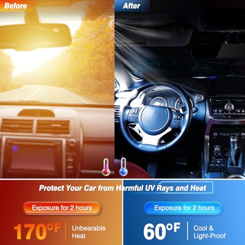 Pleneal Windshield Sun Shade - Car Sun Shade Windshield, Reflector Sunshade Offers Ultimate Protection for Car Interior (55x31.5 inches) - Image 3