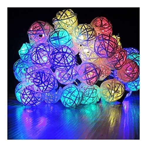 Lexton Multicolor Rattan Balls | 20 Balls | Green | for Indoor & Outdoor Decorations - Image 5