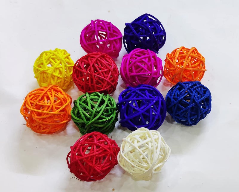 Lexton Multicolor Rattan Balls | 20 Balls | Green | for Indoor & Outdoor Decorations - Image 3