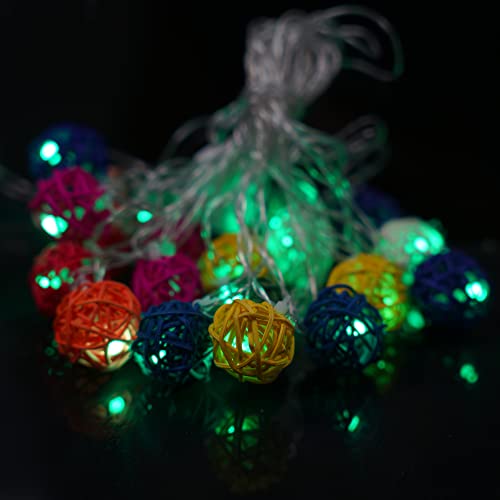 Lexton Multicolor Rattan Balls | 20 Balls | Green | for Indoor & Outdoor Decorations - Image 1