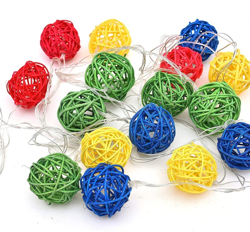 Lexton Multicolor Rattan Balls | 20 Balls | Green | for Indoor & Outdoor Decorations - Image 4