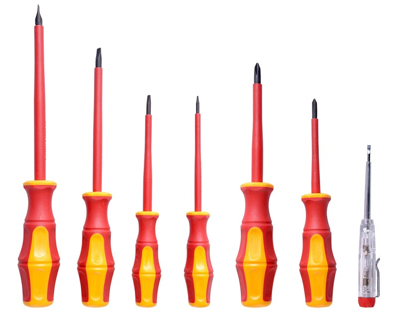 GROZ 7 pc -1000V Insulated Screwdriver Set with Magnetized Tip| 12 Months Warranty | Screwdriver Set for Electricians, Professionals |1000V Safe| VDE Certified | | SCDR/VDE/7/ST - Image 1