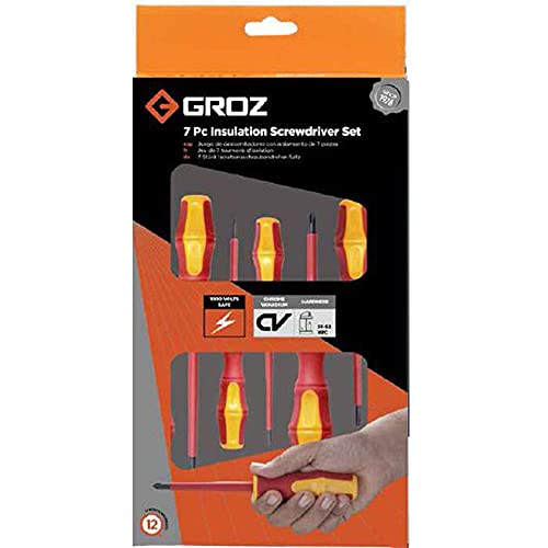 GROZ 7 pc -1000V Insulated Screwdriver Set with Magnetized Tip| 12 Months Warranty | Screwdriver Set for Electricians, Professionals |1000V Safe| VDE Certified | | SCDR/VDE/7/ST - Image 2