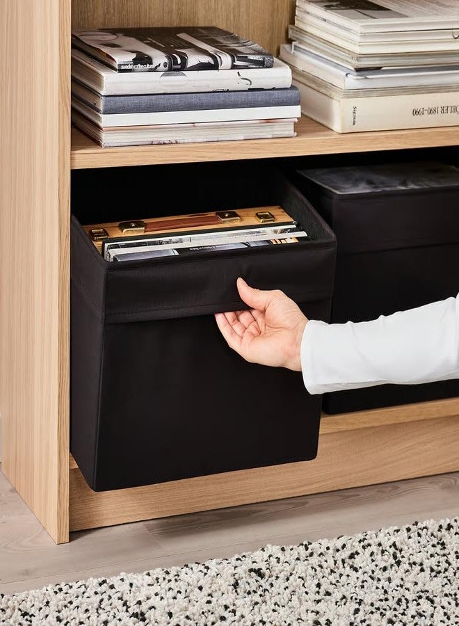 stoRk DRÖNA Box for BILLY Bookcase and BESTÅ, Black, Polyester, 25x35x25 cm, with Integrated Handles (Black) - Image 2