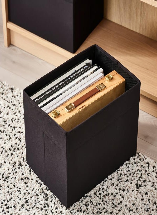 stoRk DRÖNA Box for BILLY Bookcase and BESTÅ, Black, Polyester, 25x35x25 cm, with Integrated Handles (Black) - Image 3