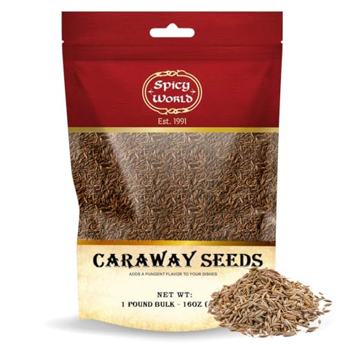 Spicy World Caraway Seeds 1 LB Bulk Bag 16oz Premium Whole Caraway Seeds for Rye Bread Sauerkraut Cooking Aromatic Gourmet Caraway Spice - Image 1