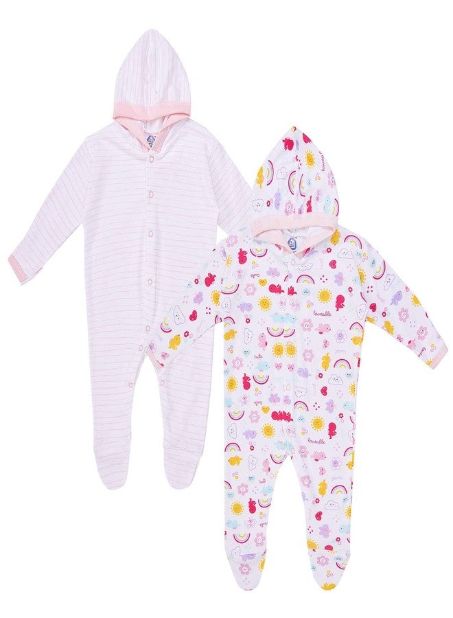 MAGIC TOWN Babyneeds New Born Baby Multi-Color Long Sleeve Cotton Sleep Suit Romper for Boys and Girls Set of 2 - Image 1